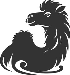 Camel looking to the side with curiosity animal vector silhouette