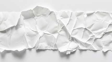 Fototapeta premium Crumpled white paper texture on a clean surface, ideal for backgrounds or creative projects