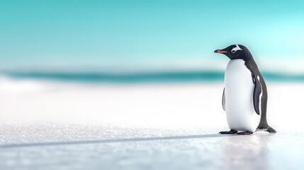 Obraz premium Solitary Penguin on Antarctic Ice Wildlife Photography