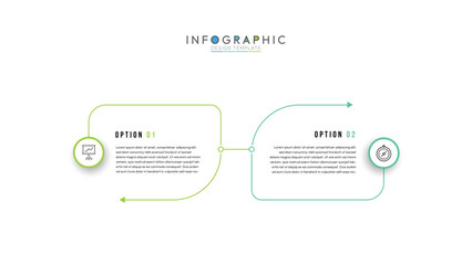 Infographic design template. Creative concept with 2 steps thin line and circle. Can be used for workflow layout, diagram, banner, web design. Vector illustration