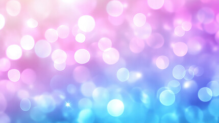 Fototapeta premium Abstract Background of Softly Blurred Pastel Lights in Pink, Lavender, and Baby Blue, with a Dreamy Bokeh Effect Creating a Whimsical Atmosphere.