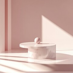Minimalist Pink Marble Product Display Platform with Sphere
