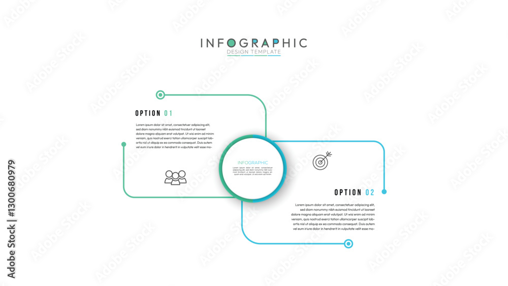 Poster vector infographic with circle and thin line label with number element. business concept with 2 opti