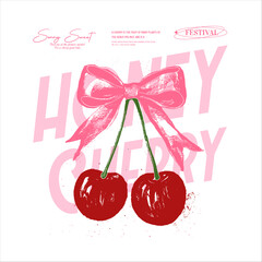 cherry cool slogan print for tee. funny cute t-shirt pattern.  food fashion slogan print, fashion graphic prints for cherries fruit, © sumonsharif