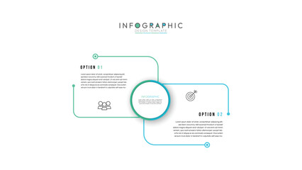 Vector infographic with circle and thin line label with number element. Business concept with 2 options, steps. Can be used for diagram, flowchart, steps, parts, workflow, chart or presentation.