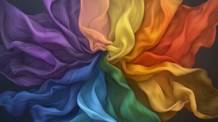 Rainbow Fabric Swirl  Abstract Art  AI Generated  Colorful Textile Design