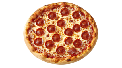 Delicious pepperoni pizza with melted cheese on crispy crust
