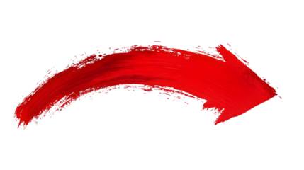 Bold red brushstroke arrow on transparent background