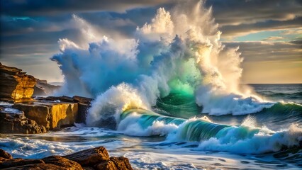Ocean Wave Crashing on Rocks © Tima