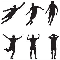 set vector various style Soccer Player silhouettes