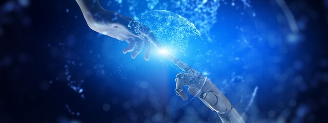 Human and AI Collaboration in Advanced Technology Concept.