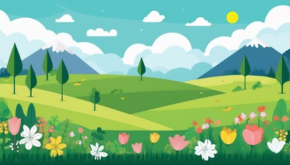 Naklejka premium flat design of beautiful spring landscape illustration