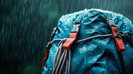 Waterproof rescue bag in rain, showcasing durability and functionality
