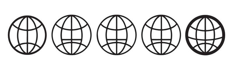 High-resolution globe or website icon set with a solid background.