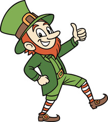 Obraz premium leprechaun with a green outfit gives a thumbs up