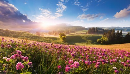 flowering red clover flowering meadow flowers beautiful meadow landscape