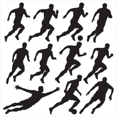 set vector various style Soccer Player silhouettes