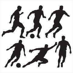 set vector various style Soccer Player silhouettes