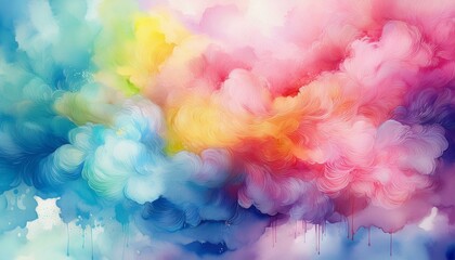 watercolor pastel cotton candy rainbow splash background