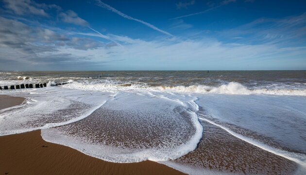 beach waves in burnham overy staithe norfolk