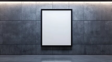 Blank Canvas on a Dark Grey Concrete Wall: Modern Minimalist Interior Design Mockup