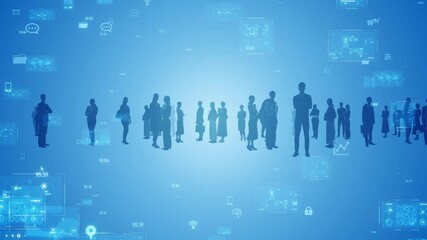Multinational people silhouettes and digital technology concept - Powered by Adobe