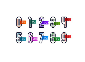 Numbers set icons, countdown left days
