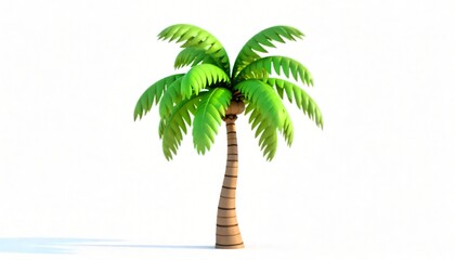 Obraz premium Cartoon Palm Tree Tropical Summer Vacation 3D Render Isolated on White Background Digital