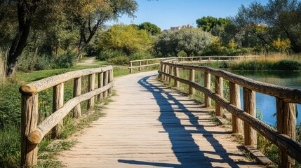 Obraz premium Scenic Autumn Trail by the Peaceful Lake