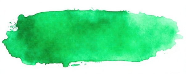 Obraz premium Intense green watercolor blot, visible brushstrokes, heavy, expressive