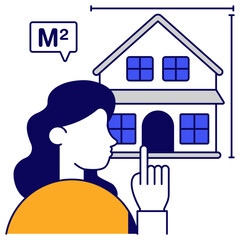 A colored design icon of home measurement