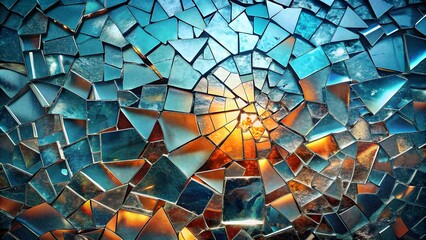 Abstract Mosaic of Broken Glass with Light