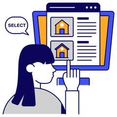 Conceptual flat design icon of real estate website