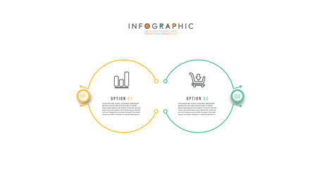 Two-Step Connection infographic, clean and modern infographic template designed to showcase a two-step process, comparison, or interconnected ideas. Privacy online info chart with thin line icons.