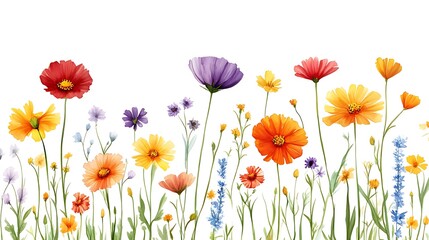 Vibrant wildflowers meadow border