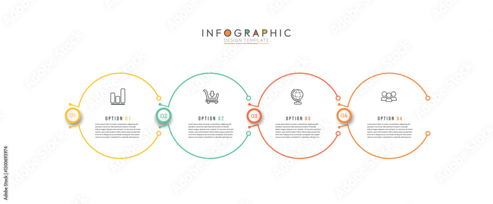 Poster informative circular process infographic chart for business startup demonstration. 4 circular nodes,
