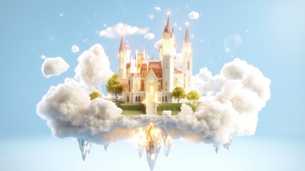 Fairytale Castle on Cloud Island  Fantasy  Dream  Magic  Surreal