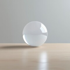 Single Glass Sphere on Light Wood Surface