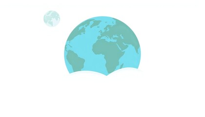 A whimsical graphic of Earth resting on clouds at night, emphasizing a dreamy atmosphere, great for environmental awareness and campaigns promoting global health and rest.