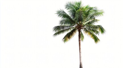Lush Green Coconut Palm Tree Isolated on White Background Tropical Summer Vacation Image