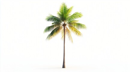 Obraz premium Lush Tropical Coconut Palm Tree Isolated on White Background Summer Vacation Holiday Paradise
