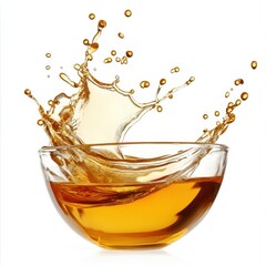 Golden Liquid Splash in a Glass Bowl