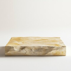Raw Stone Platform, Minimalist Product Display, Beige Natural Stone Slab