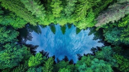 Fototapeta premium Stunning Lake Reflections in Lush Green Surroundings