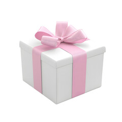 Obraz premium Elegant Pink Ribbon Wrapped Gift Box on Transparent Background