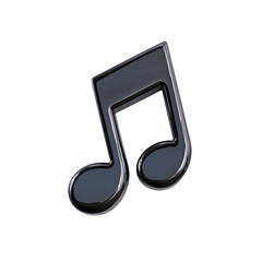 Glossy Black Music Note Icon Isolated on Transparent Background