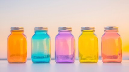 Colorful Glass Jars  Sunset  Eco Friendly DIY Craft  Upcycled Decor