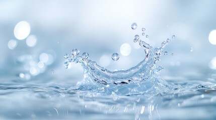 Crystal clear water splash with reflective droplets in motion