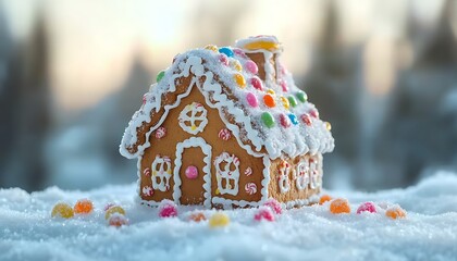 Snowy Winter Gingerbread House