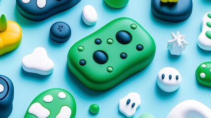 Abstract Green Blue Shapes Background  Modern Design  3D Render  Bright Colors  Text Space